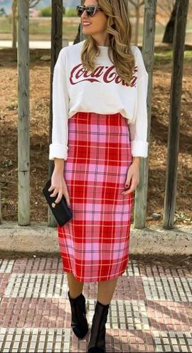 ZARA PLAID MIDI SKIRT