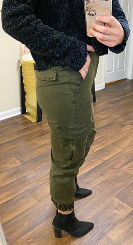 easel NWT Olive Green Leopard Print Cargo Jogger Pants