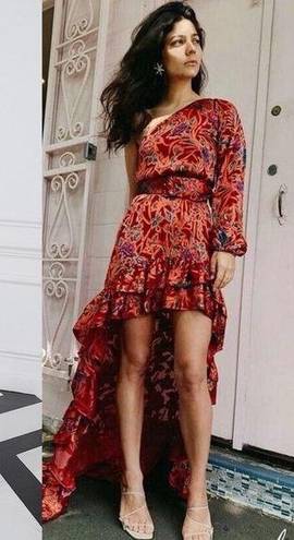 Alexis Marseille Asymmetrical Hi-Low Floral Dress/Gown Red Floral Size Small