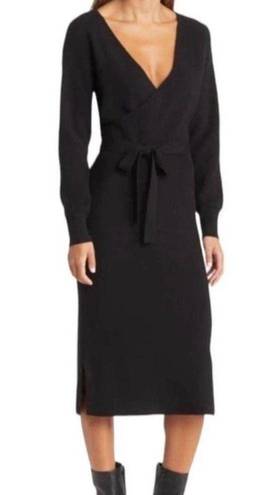 Chelsea28  Belted Long Sleeve V-Neck V-Back Sweater Dress in Black Sz XS NWT