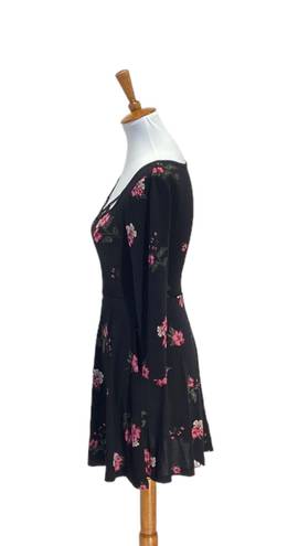 Aeropostale Womens Seriously Soft Stretch Floral Skater Dress Black Size S Boho