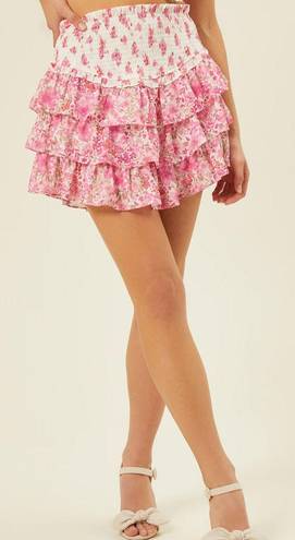 Altar'd State New! Altar’d State Medium Briella Fancy Pink Floral Tiered Mini Skirt~Love!