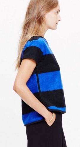 Madewell Blue & Black Brushed Rugby Boxy Top