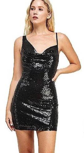 The Vintage Shop  Black Sequin Open Back Mini Dress Size Large