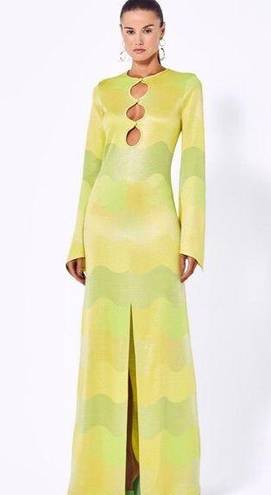 Alexis  Serena Dress in Lime Waves XSmall New Womens Long Maxi Gown