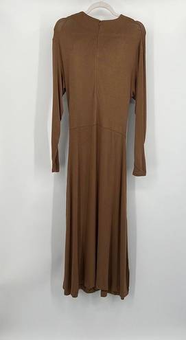 Vince Long Sleeve Draped Dress in Dark Taupe Large