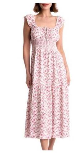 In Bloom  by Jonquil floral midi Nightgown nap dress cottage coquette pink medium