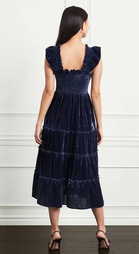 Hill House  The Ellie Tiered Midi Nap Dress in Navy Velvet Size XS