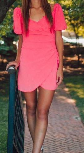 4S13NNA  Pink Asymmetrical Mini Dress