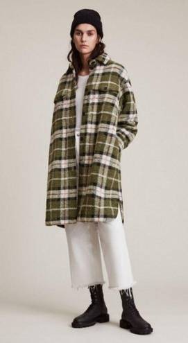 ALLSAINTS 💕💕 Tia Plaid Wool Blend Shirt Jacket ~ Green Check Print ~ US 4 NWT