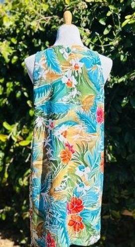 Vintage Jantzen Hawaiian rayon floral dress muumuu short M