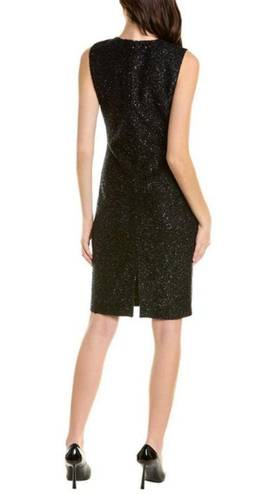 St. John 💕💕 Sequin Tweed Knit Sleeveless Shift Dress Black Gold Metallic 10 NWOT