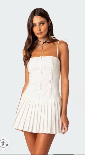 Edikted White Pleated Corset Mini Dress