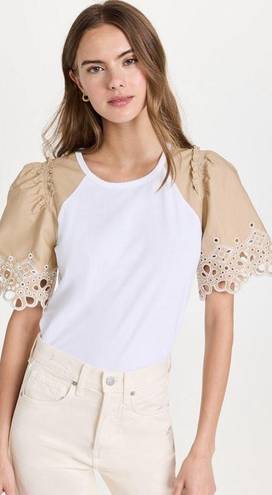 Veronica Beard  Briana Eyelet Sleeve Short Sleeve Top