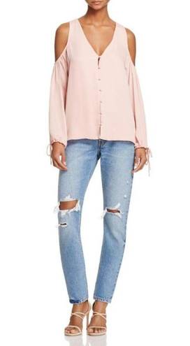 L'Academie  Cold Shoulder Long Sleeve V Neck Blush Top Size M NWT $139