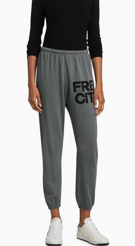 Free City  Logo Cotton Sweatpants Terry Grey Size Xsmall