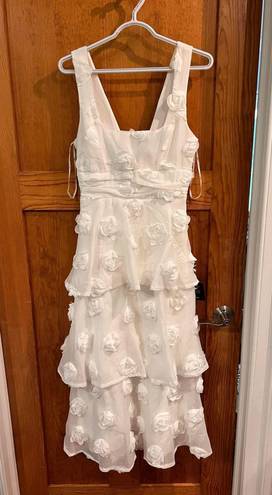 Lulus White 3D Floral Tiered Dress