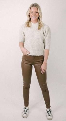 Molly Bracken Cognac Faux Leather Skinny Pants