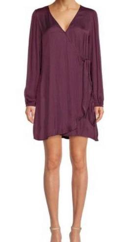 Socialite  Eggplant Purple Silky Faux Wrap Mini Dress