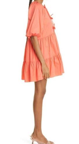 Cinq à Sept  Lynn Tiered Puff Sleeve Dress, Neon Coral Size 6 New w/Tag $365