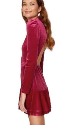 Yumi Kim  Shannon Pink Fuschia Velvet Long Sleeve Mini Dress Size Medium
