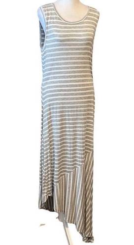 Krass&co NY& grey & white striped sleeveless asymmetrical maxi dress 👗 GUC