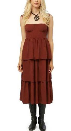 We Wore What Corset Poplin Maxi Dress in Smoked Paprika Size US 0 - $48 -  From Dina