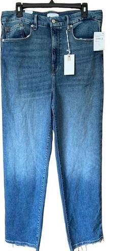 Good American  Good Boy Straight Cropped Jeans in Indigo 604 Size 14