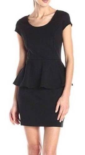 Kensie  Black Capped Sleeve Peplum Dress XS NWT