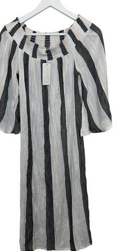 l*space L* Izzy Striped Smocked Coverup Womens Size M Off The Shoulders Side Slits