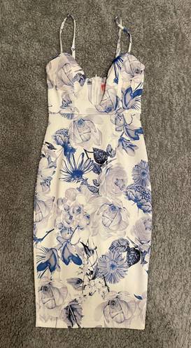 Blue And White Floral Dress Size M