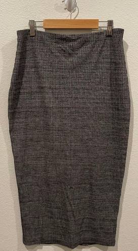 Silence + Noise Uni Ribbed Grey Midi Skirt