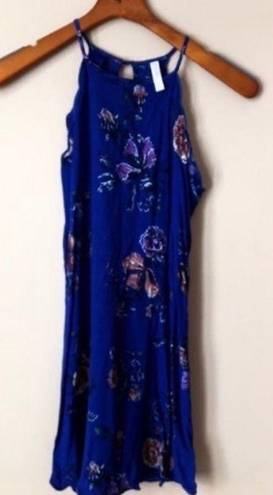 Xhilaration Blue Floral Halter Dress