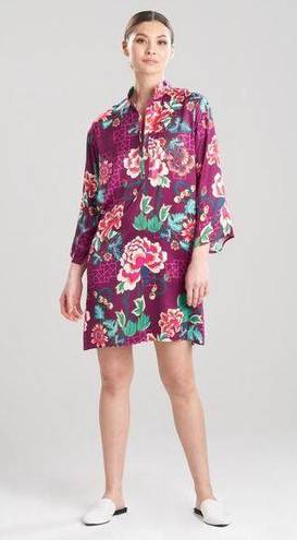 Natori NWT  Kasumi Mandarin Sleepshirt 3/4 Length Purple Floral Size XL