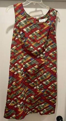 Kathie Lee Collection Vintage  Multicolored Geometric Printed Sleeveless Dress