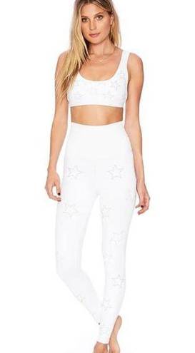 Beach Riot  star embellished leggings sports bra set white small / medium