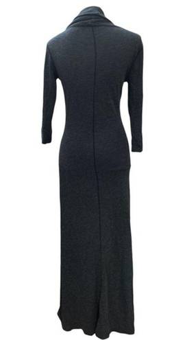 James Perse Standard  Dark Gray Maxi Dress Cowl Neck 3/4 Sleeves Supima Modal 2