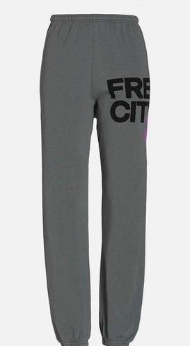 Free City  Logo Cotton Sweatpants Terry Grey Size Xsmall