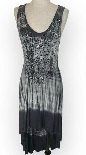 Vocal  rhinestone hi low dress, ladies small gray tie dye graphic tank dress