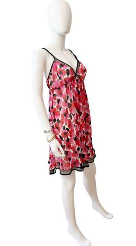 Oscar de la Renta  Pink Label Romantic Poppy Floral Negligee Slip Nighty, S