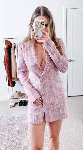 L'Academie Revolve Pink Tweed Blazer Mini Dress 