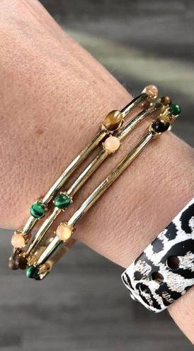 14th & Union  Gold Stone Bangle Bracelet Set Lot NWT