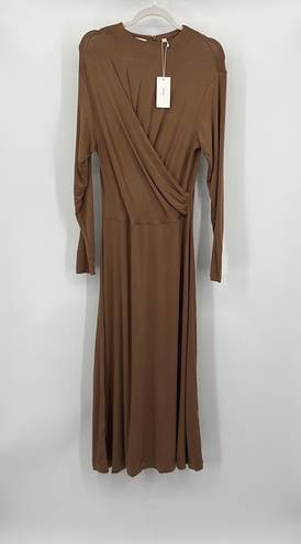 Vince Long Sleeve Draped Dress in Dark Taupe Large