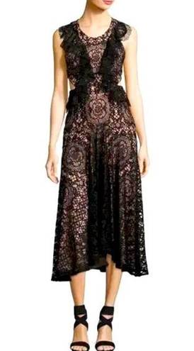 Alexis NWT  Aldridge Lace Midi Dress in Black Size L $594