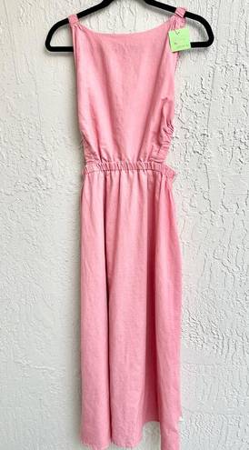 Petal and Pup  Linen Blend Aubrey Backless Cutout Midi Dress Pink Women's Size US 6