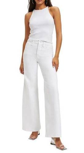 Good American  Good Flare Jeans Leg 5-Pocket Flat Front Denim White 24 NWT