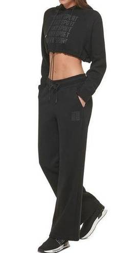 DKNY  Performance Crop Hooded & Macy's Drawstring Track Pants Set Black Women's S