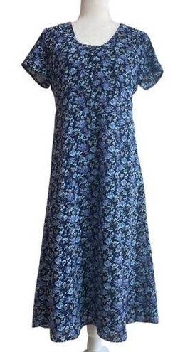 Croft & Barrow  Blue Floral Womens Size 6 Short Sleeve Empire Waist Midi Dress