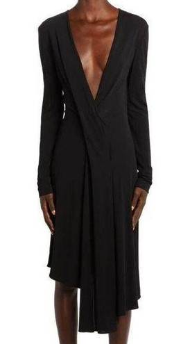 Off-White  Draped Long Sleeve Jersey Dress Black NWT in Size 38 (XS)