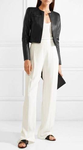 Akris  Lamb Nappa Cropped White Leather Jacket